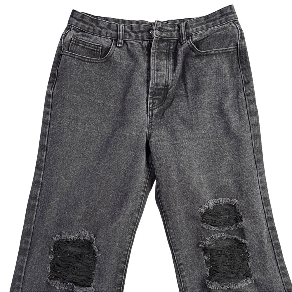 Princess Polly Hammer Wide Leg Baggy Distressed Black Jeans Women’s 8 - Picture 3 of 14
